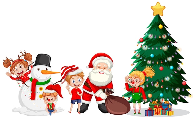 Babbo natale e bambini che festeggiano il natale