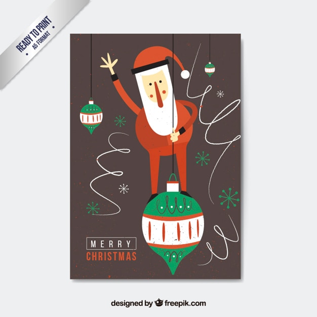 Santa claus on a christmas ball card