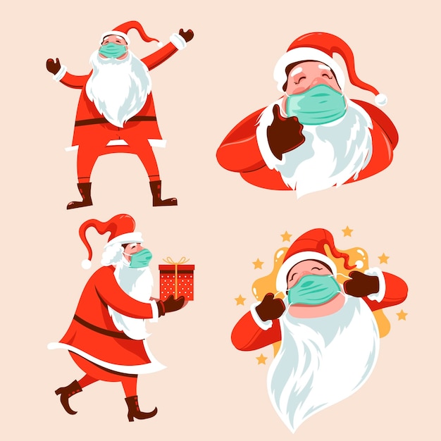 Santa claus collection wearing face mask