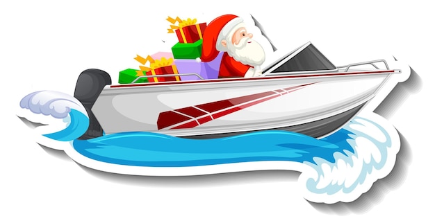Free vector santa claus driving a speedboat