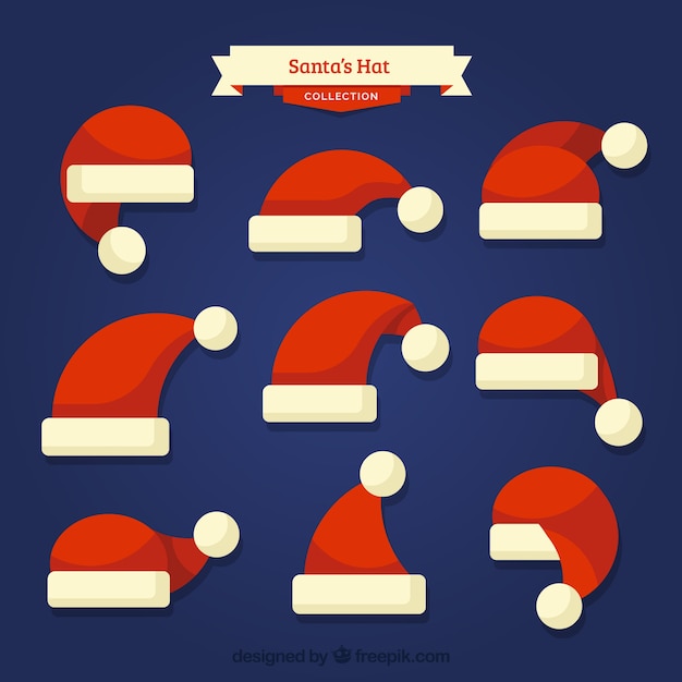 Free vector santa claus hat collection in flat design