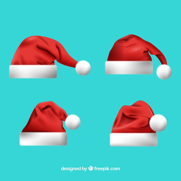 Free vector santa claus hat set