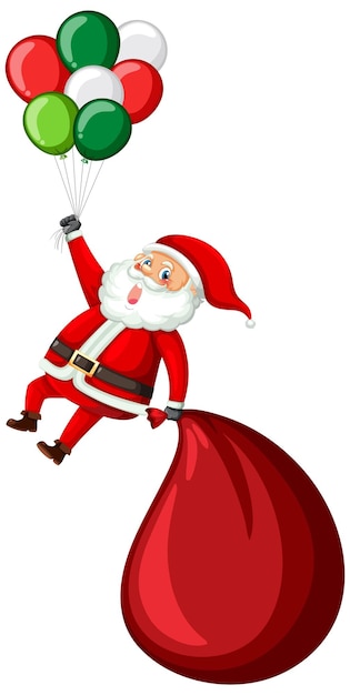 Free vector santa claus holding bag and balloon