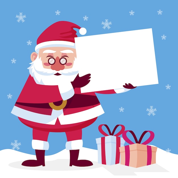Санта-Клаус держит пустой баннер