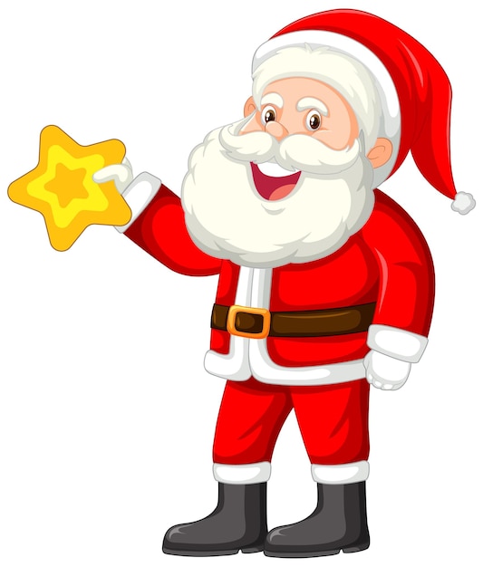 Free vector santa claus holding star cartoon character