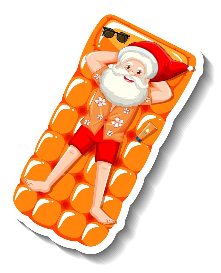 Free Vector santa claus on inflatable pool float