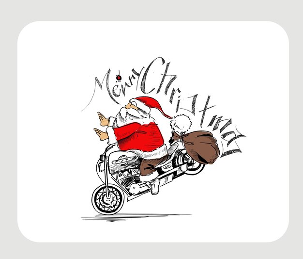 バイクのサンタクロースメリークリスマス！グリーティングカードのデザイン