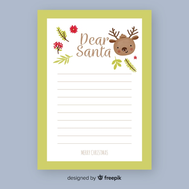 Free vector santa claus reindeer letter template