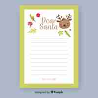 Free vector santa claus reindeer letter template