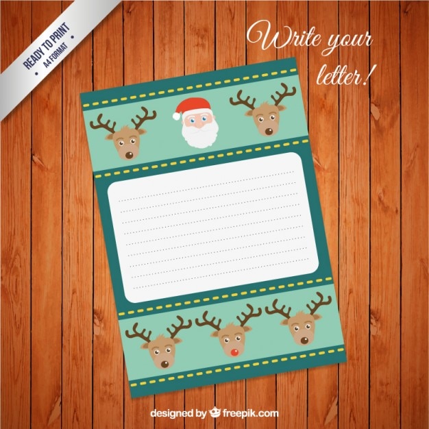 Free vector santa claus and the reindeers letter