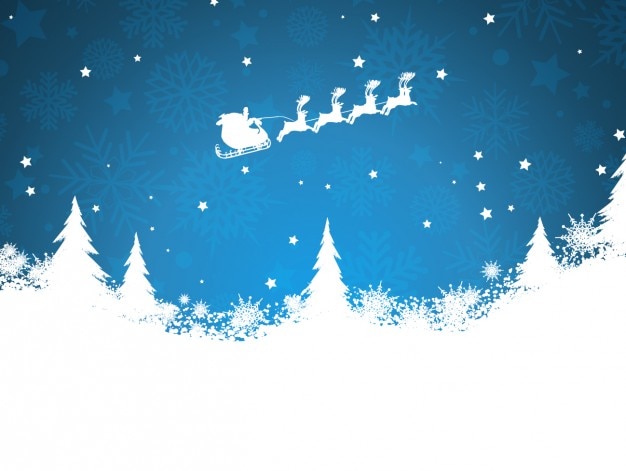 Free vector santa claus on a sled silhouette background