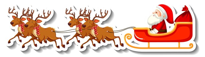 免费矢量圣诞老人雪橇与驯鹿