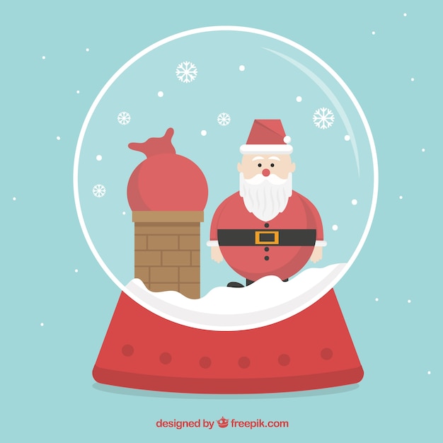 Free vector santa claus snow globe with a chimney