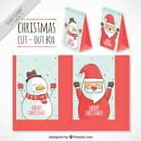 Free vector santa claus and snowman cut out box