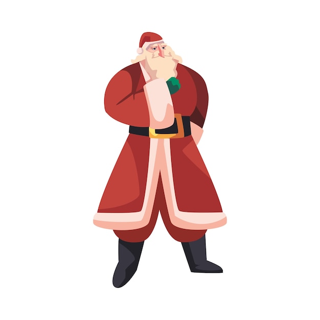 Бесплатное векторное изображение Санта-клаус стоит иллюстрация изолированная