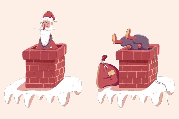 かわいい小さなサンタの煙突のイラスト プレミアムベクター かわいい小さなサンタの煙突のイラスト プレミアムベクター