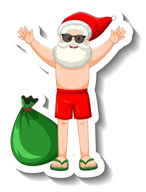 Santa claus in summer costume cartoon character