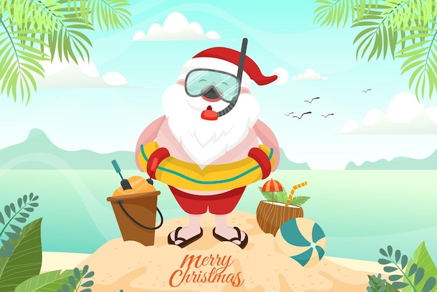 Santa Claus wearing swim ring