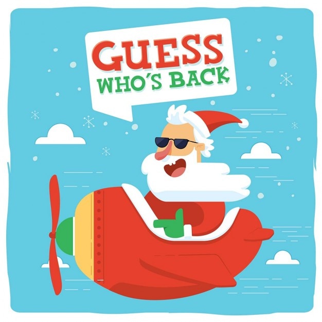 Free vector santa claus with an airplane