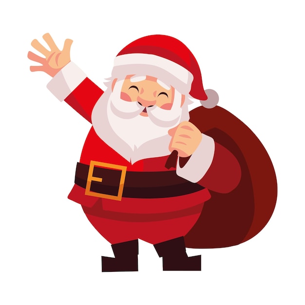 Free vector santa claus with bag illustration isolated