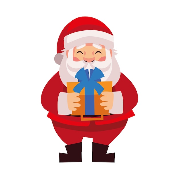 santa claus with gift illustration isolated