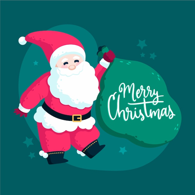 Free vector santa claus with lettering