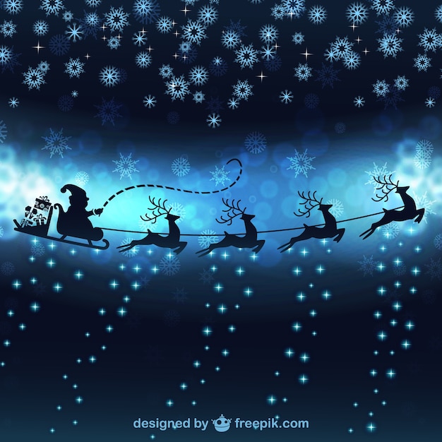 Free vector santa claus with reindeers