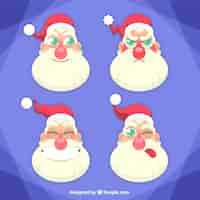 Free vector santa claus with various expressions