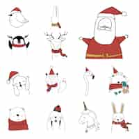 Free vector santa and his helpers