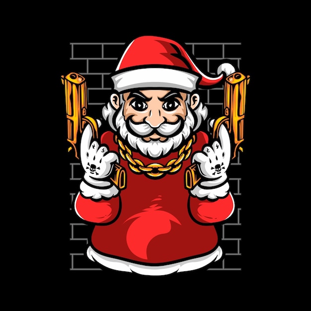 Free vector santa holding golden gun illustration