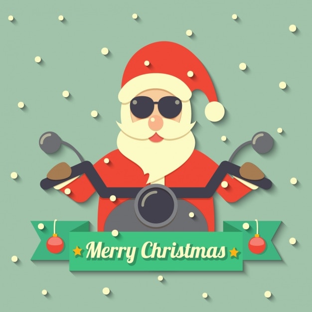 Free vector santa riding a motorcycle