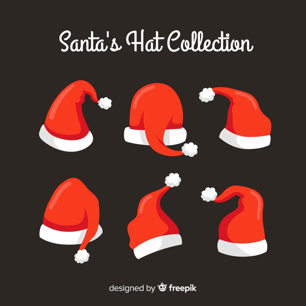 평면 디자인에 산타의 모자 크리스마스 컬렉션