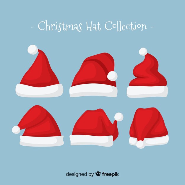 평면 디자인에 산타의 모자 크리스마스 컬렉션