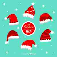 Free vector santa's hat christmas collection in flat design