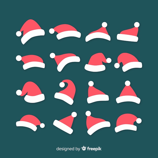 Free vector santa's hat christmas collection in flat design