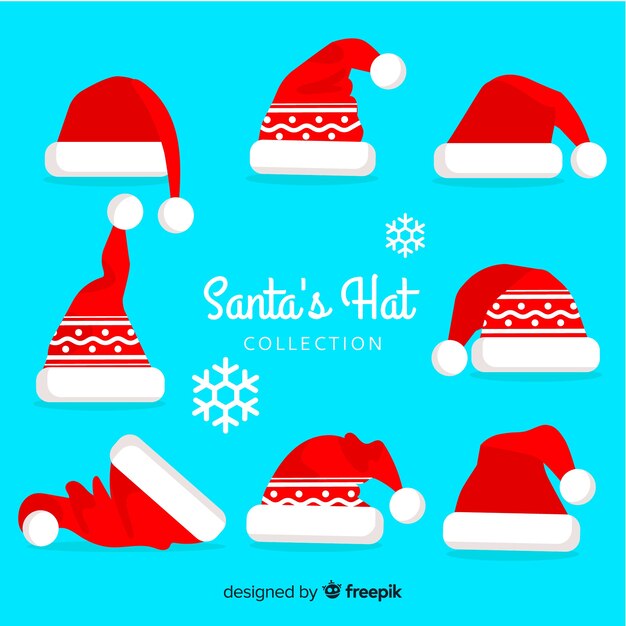 santa's hat christmas collection in flat design