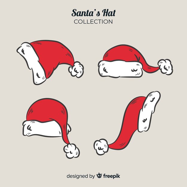 Santa's hat christmas collection in hand drawn style