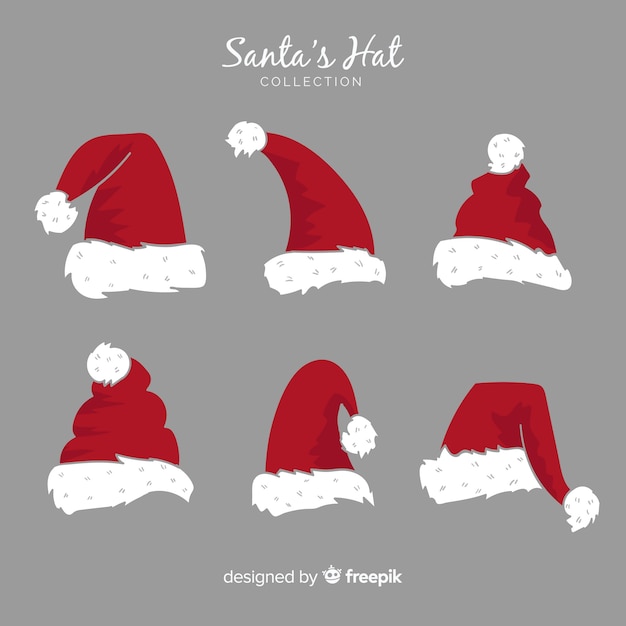 santa's hat christmas collection in hand drawn style