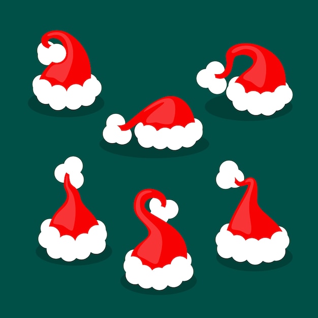 Free vector santa's hat collection in flat design