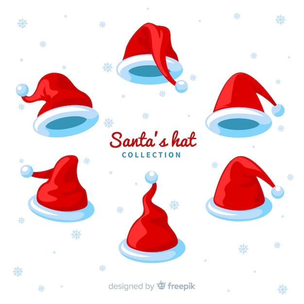 무료 벡터 평면 디자인에 산타의 모자 컬렉션
