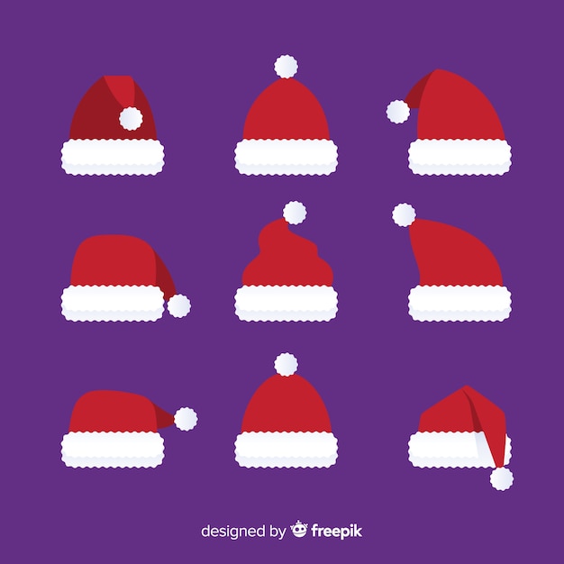 Free vector santa's hat set