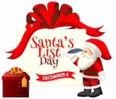 Free vector santa's list day text banner design