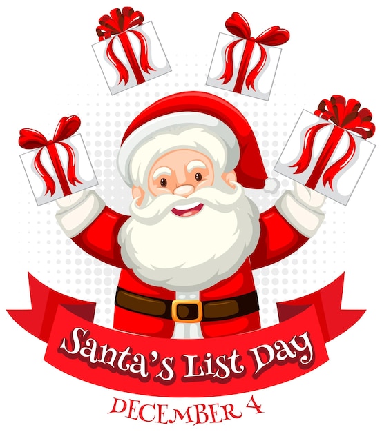 Free vector santa's list day text banner design