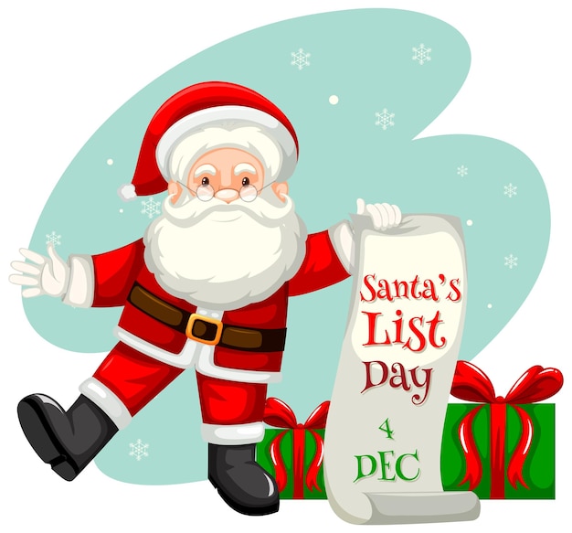 Free vector santa's list day text banner design