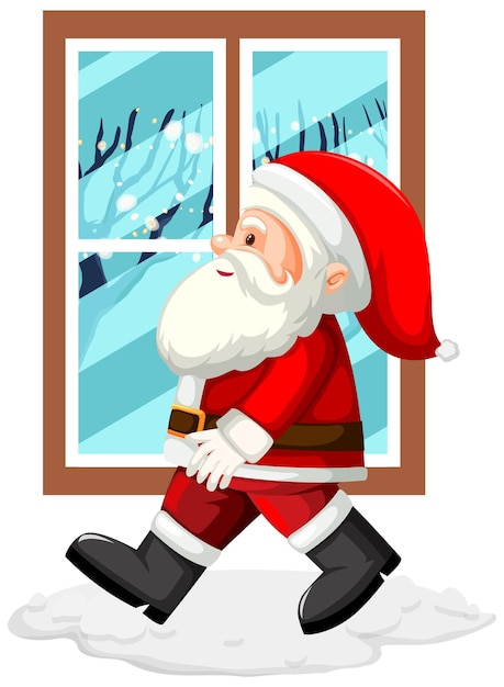 Free vector santa walking by the window