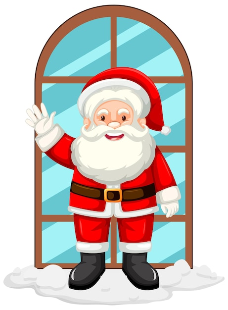 Santa waving hand by the window