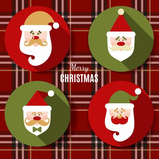 Vettore gratuito icone del design di natale set di babbo natale vector background