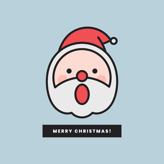 Santa with open mouth emoticon and Merry Christmas message isolated