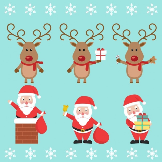 Free vector santa with a reindeer