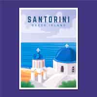 無料ベクター サントリーニ島の休日旅行のポスター